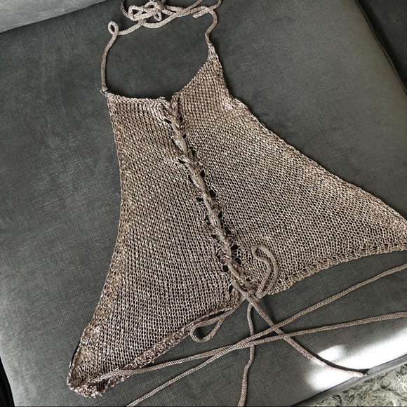 Hot & Delicious Tops - Metal link inspired halter